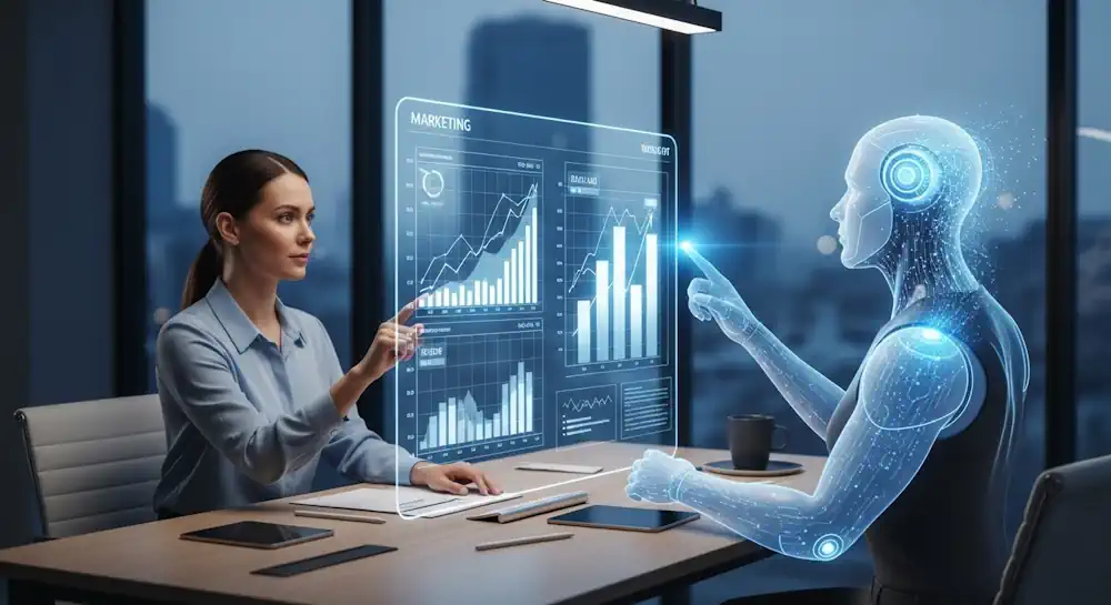 Marketer Working with AI